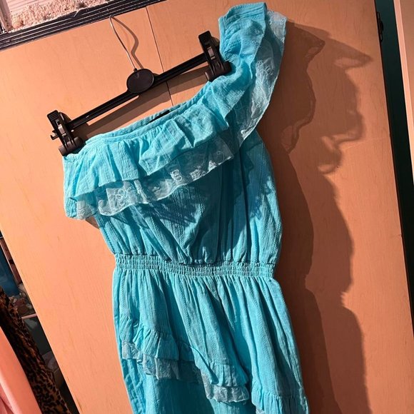 2b Bebe One-shoulder Turquoise Dress Size M Medium - Picture 2 of 7